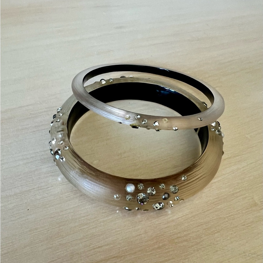 Alexis Bittar Bangles, set of 2, Lucite Metallic, Brown/ Bronze